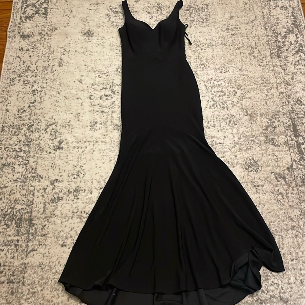 Betsy Adam black long cocktail dress